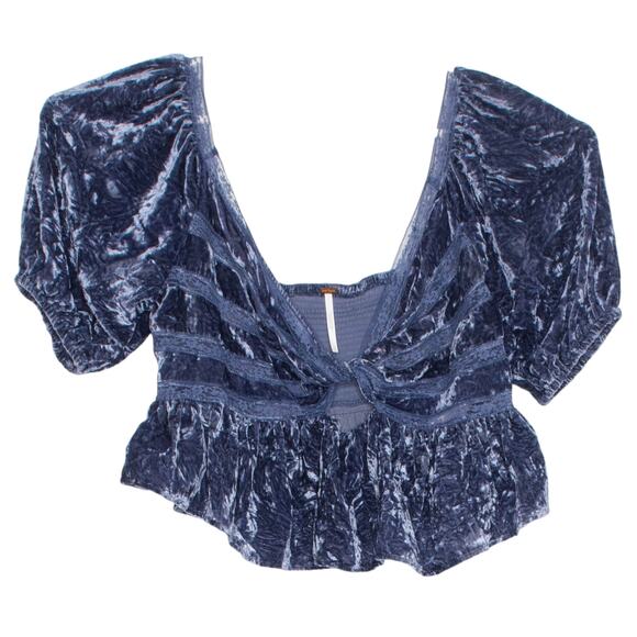 Free People Top Velvet Burnout Lace Y2K Whimsigoth Witchy Coquette Fairy Large - Picture 2 of 8